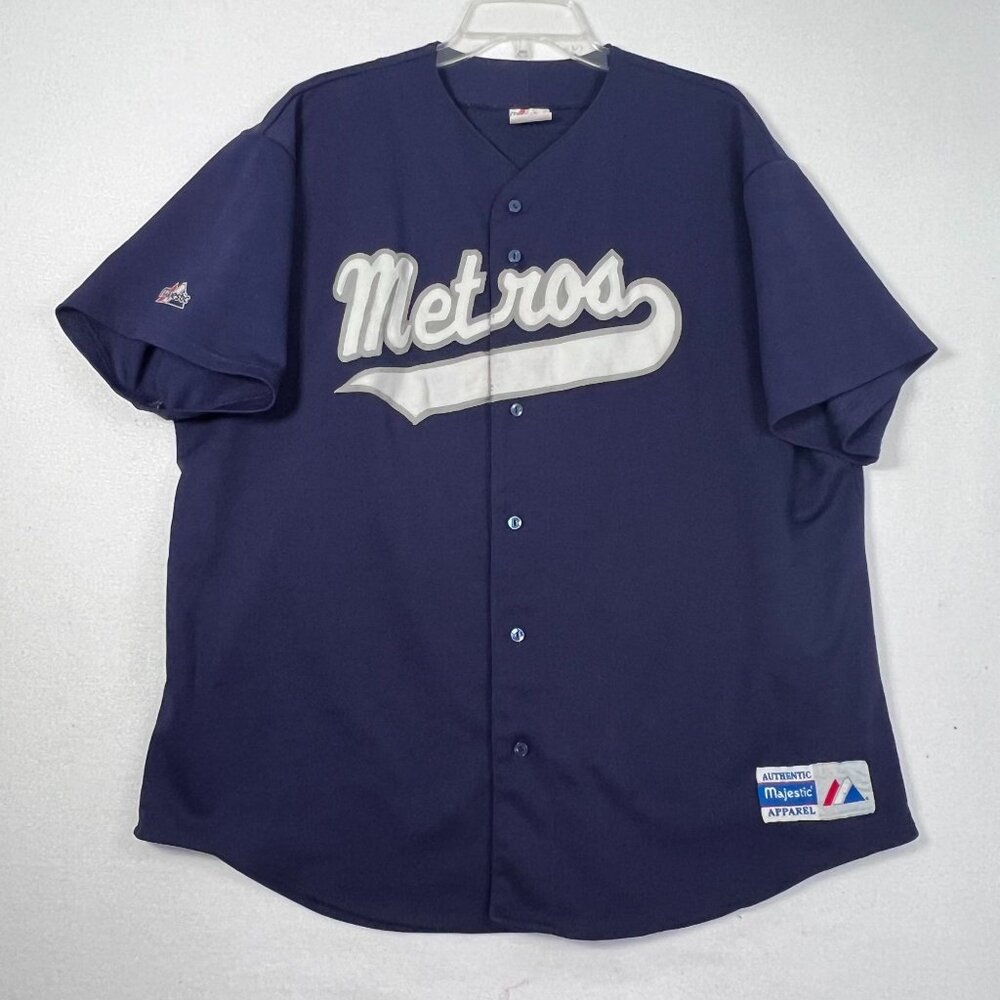 Vintage 90s Majestic Jersey Metros #15 XL Button Down